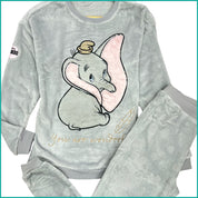 Dumbo Wonderful Ladies Winter Pajama Set - Grey