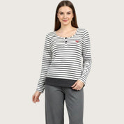 Strips Ladies Pajama Set - White Grey