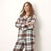 Lining Checks Ladies Pajama Set - White Red