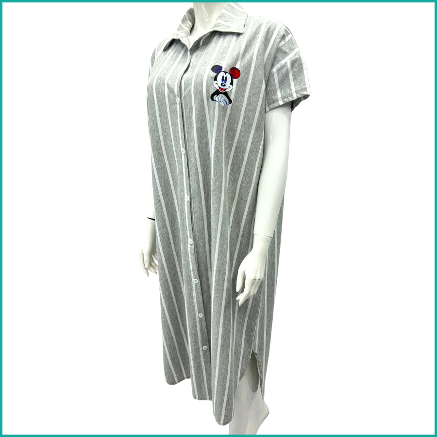 Mickey Mouse Frame Ladies Dress - Grey -Free size