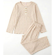 Mini Floral Ladies Winter Full Sleeves Loungewear Cotton with Lycra Material - Cream