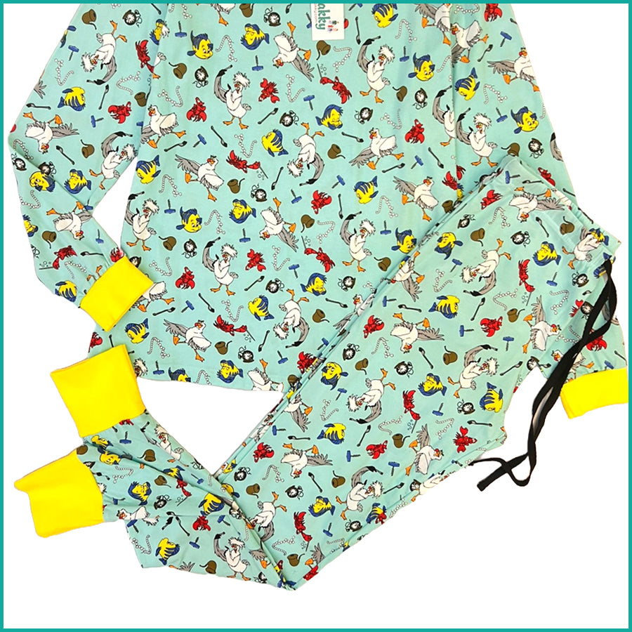 Cute Animals Ladies Cotton Pajama Set - Green