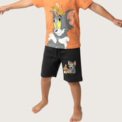 Tom & Jerry Boys Summer Shorts Set – Orange Black