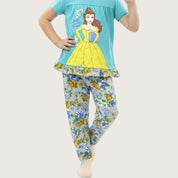Princess Floral Girls Leggings Set - Blue