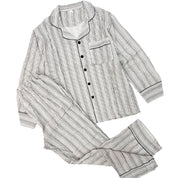 Linings Ladies Cotton Winter Front Open Loungewear Set - White