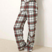 Lining Checks Ladies Pajama Set - White Red
