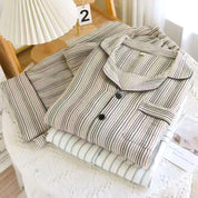 Linings Ladies Cotton Winter Front Open Loungewear Set - White