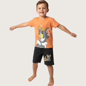 Tom & Jerry Boys Summer Shorts Set – Orange Black