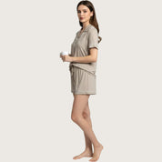 Plain Ladies Shorts Set Lycra - Brown