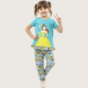 Princess Floral Girls Leggings Set - Blue