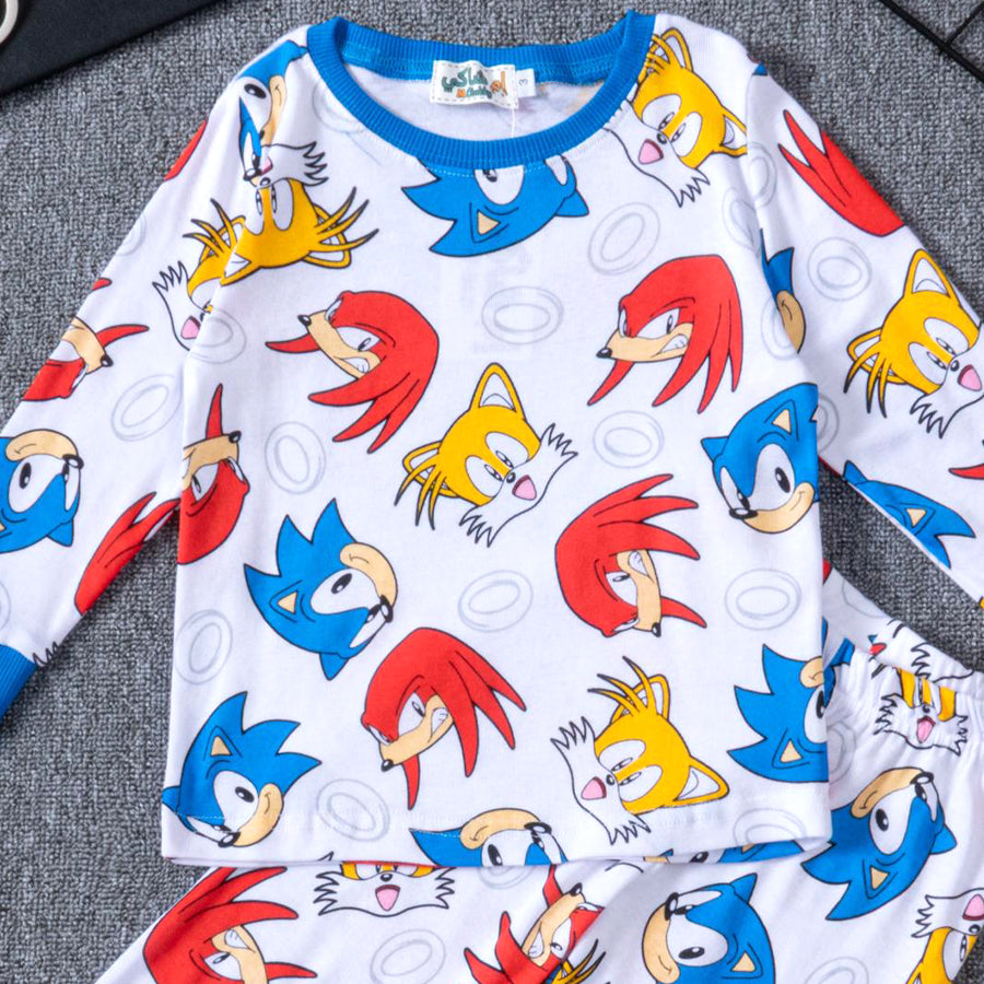 Sonic Ring Boys Full Sleeves Pajama Set - White