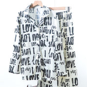 Love You Ladies Loungewear Front Open Pajama Set - White