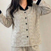 Zig-Zag Ladies Pajama Set - White Black