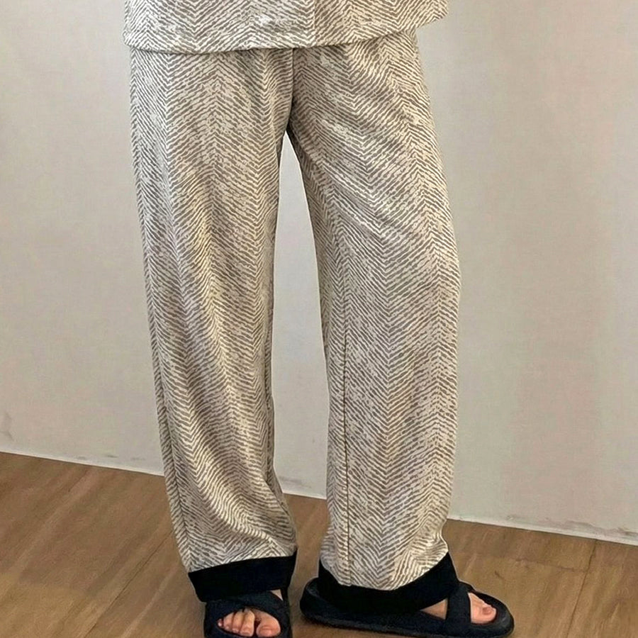 Zig-Zag Ladies Pajama Set - White Black