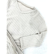 Line V-Neck Ladies Pajama Set - Cream