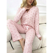Checks Bow Ladies Pajama Set - Pink