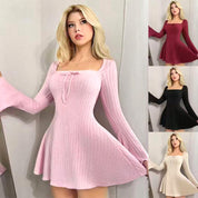 Linings Tie Ladies Dress - Brown