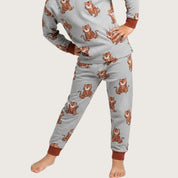 Cute Tiger Boys Full Sleeves Pajama Set - Grey