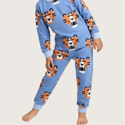 Roar Tiger Boys Full Sleeves Pajama Set - Blue