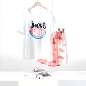 Just Chill Ladies Loungewear Shorts Set - White