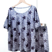 Stars Ladies Loungewear Shorts Set - Dark Grey