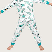 Shark Boys Full Sleeves Pajama Set - White