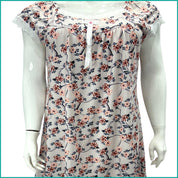 Colorful Flowers Ladies Dress - Cream