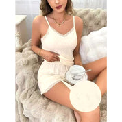 Lace Ladies Loungewear Shorts Set - White