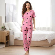 Love Heart Ladies Loungewear Pajama Set - Pink