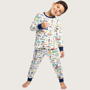 Holiday Boys Full Sleeves Pajama Set - White