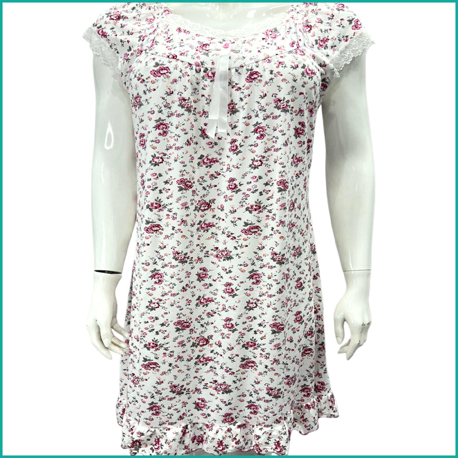 Rose Flowers Ladies Dress - White