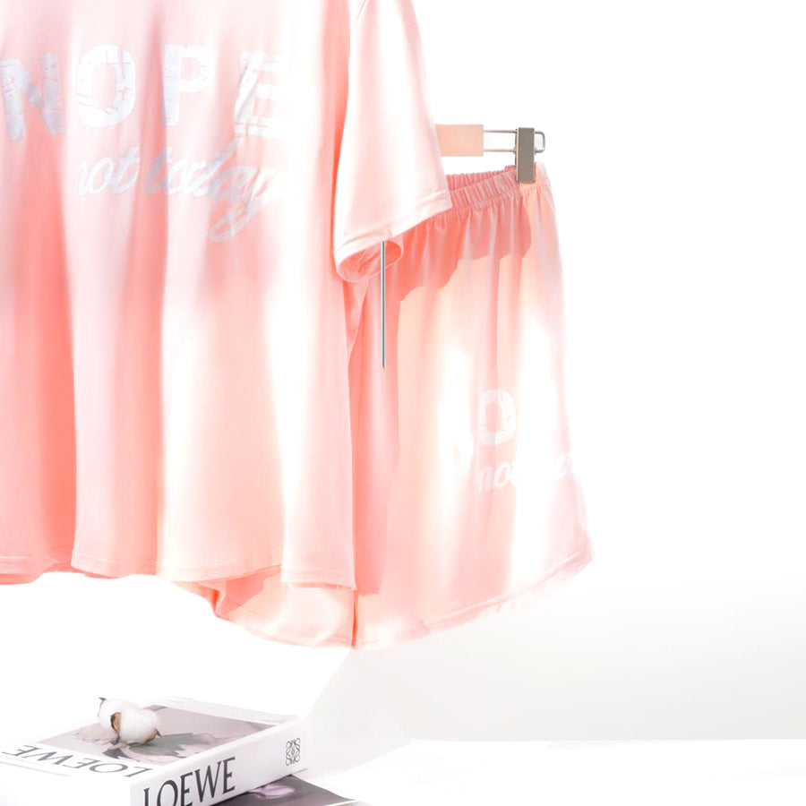 Nope Ladies Loungewear Shorts Set - Pink