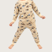 All Vehicles Boys Full Sleeves Pajama Set - Brown