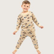 All Vehicles Boys Full Sleeves Pajama Set - Brown