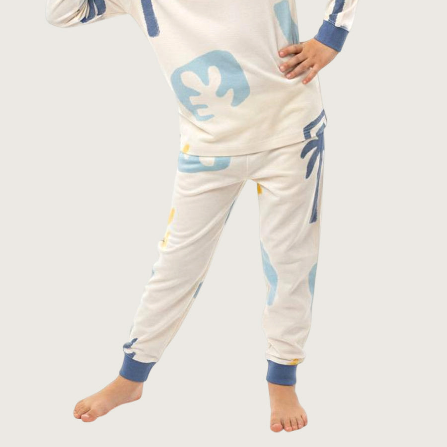 Trees Boys Full Sleeves Pajama Set - White