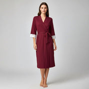 Plain with Lace Ladies Rob - Red
