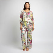 All Leaves Ladies Linen Pajama Loungewear - Multicolor