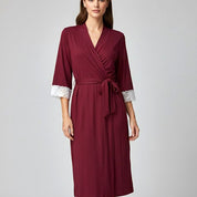 Plain with Lace Ladies Rob - Red