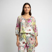 All Leaves Ladies Linen Pajama Loungewear - Multicolor