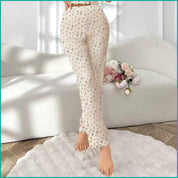Mini Floral Ladies Loungewear Pajama Set -Cream