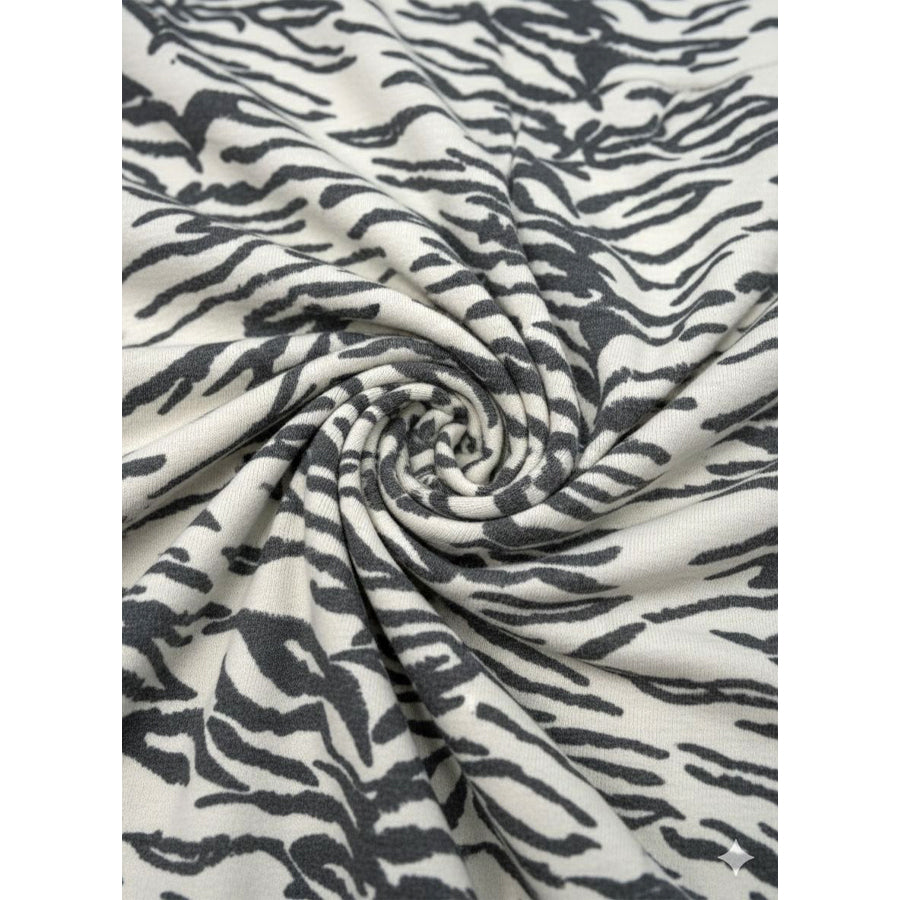 Tiger Ladies Cotton Winter Front Open Loungewear Set - White