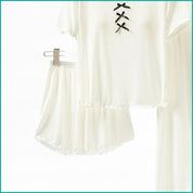 Ladies 3 Pcs Set Loungewear Pajama Set - White