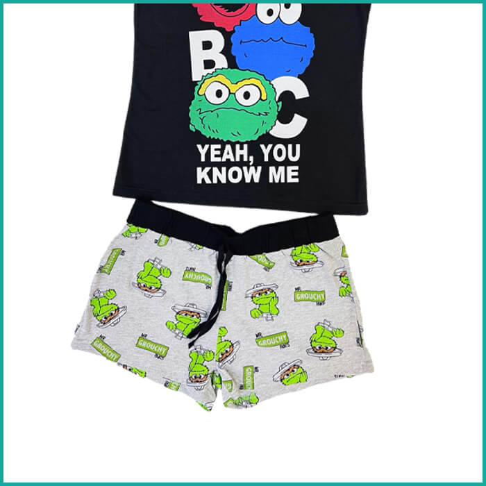 ABC Monster Ladies Shorts Set - Black