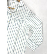 All Strips Ladies Front Open Pajama Set - White