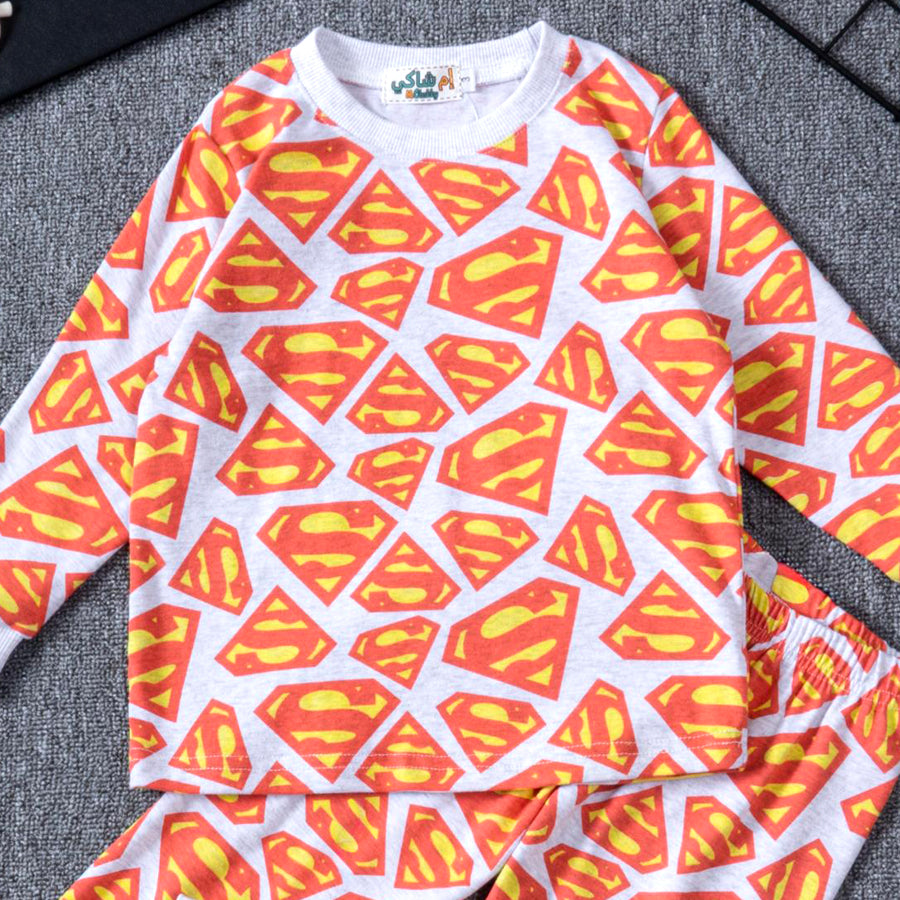 Superman Boys Full Sleeves Pajama Set - Grey