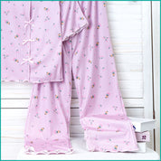 Tulips Ladies Crop T-Shirt Loungewear Pajama Set - Pink