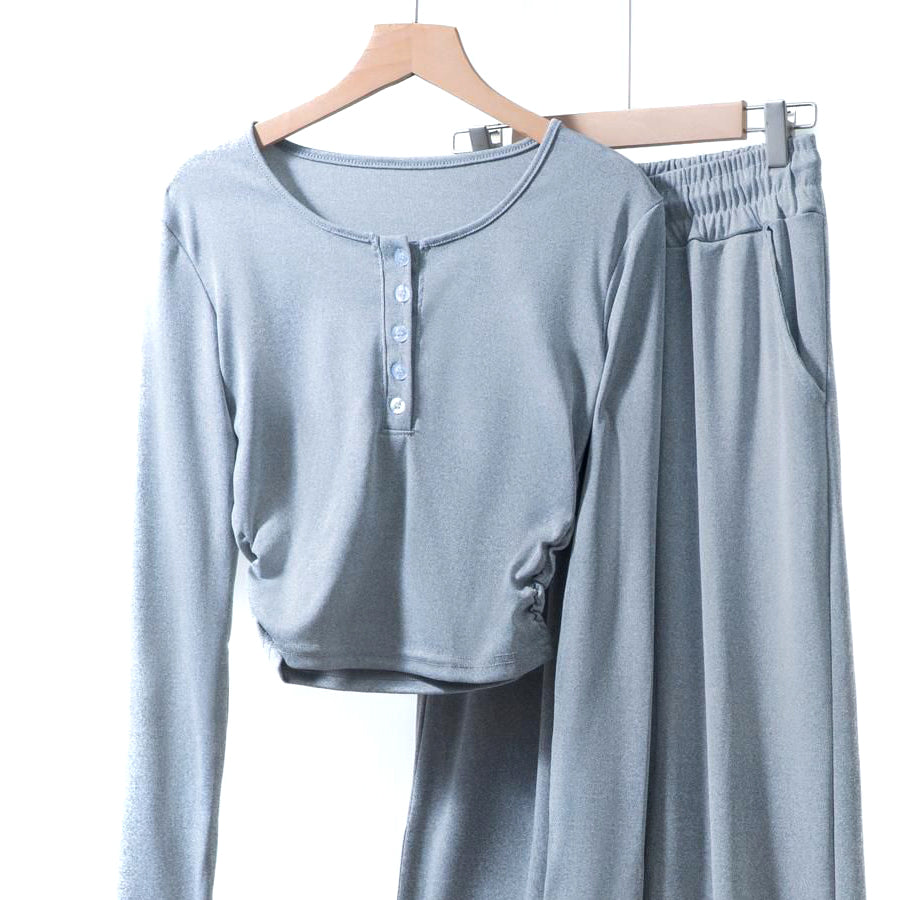 Plain Ladies Loungewear Set - Light Grey
