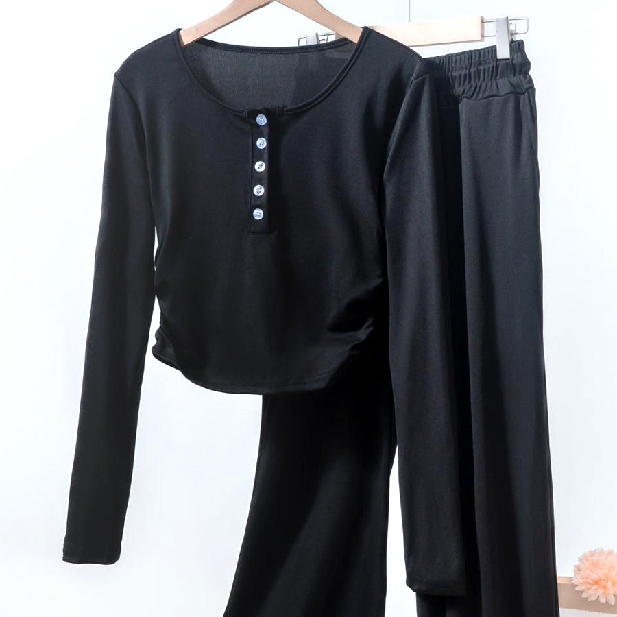 Plain Ladies Loungewear Set - Black