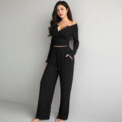 Plain Ladies Loungewear Set - Black