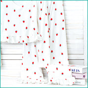 Strawberry Ladies Crop T-Shirt Loungewear Pajama Set - White